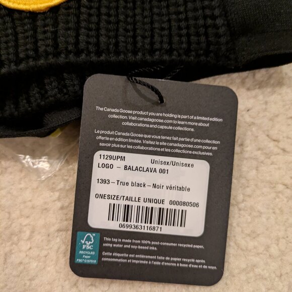 Canada Goose & Pyler Moss Merino Wool Balaclava/Toque Black w Gold Logo NEW - Picture 5 of 13